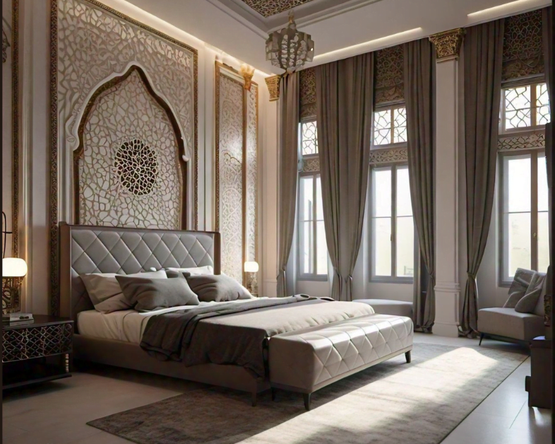 Saracenic interior design for bedroom, a blend of luxury and modern interior design