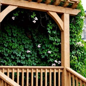 A modern home balcony design featuring a cozy seating area with cushioned chairs and a small coffee table, surrounded by lush green plants and soft ambient lighting