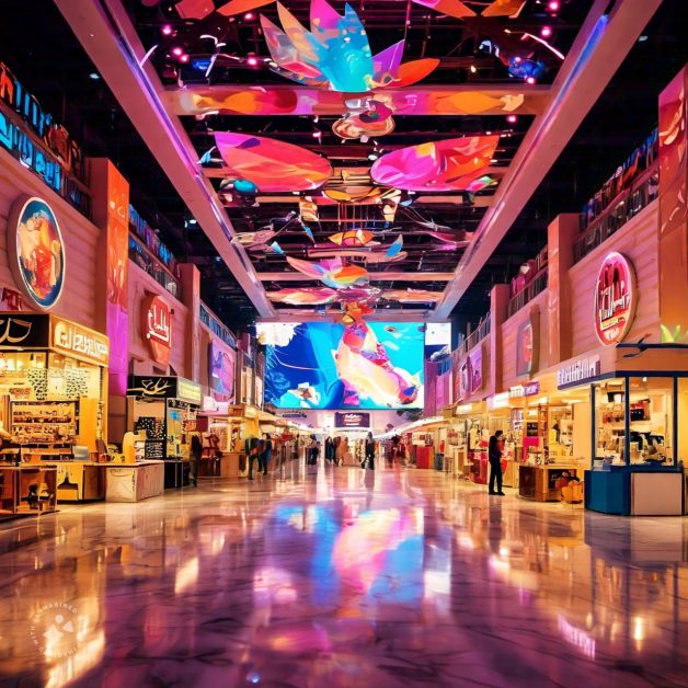 Dubai Shopping Festival Venue Interior Designs, showcasing the unique styles of popular shopping destinations like Dubai Mall, Ibn Battuta Mall, and more.