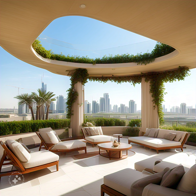 image of a rooftop garden for a luxurious villa in Dubai: