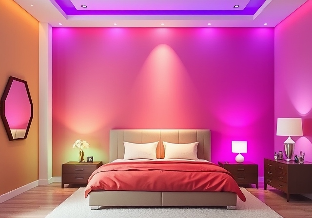 Gradient Walls based bedroom wall paint interior design