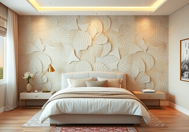 Textured-based bedroom wall paint design