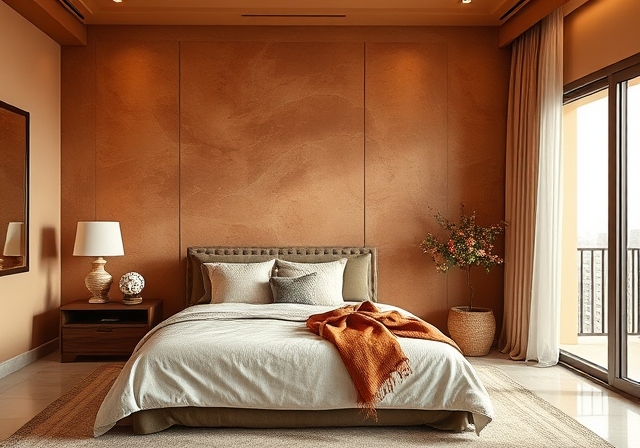 Earthy Tones bedroom wall paint interior design