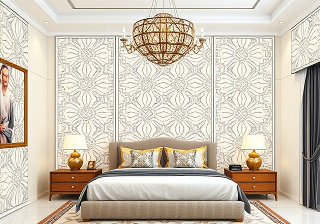 Geometric Patterns based bedroom wall paint interior design