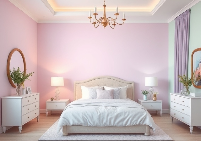 pastel bedroom wall paint interior design