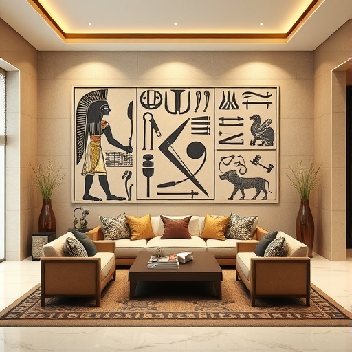 Ancient symbols and hieroglyphics for Egyptian-inspired modern interiors In dubai villas