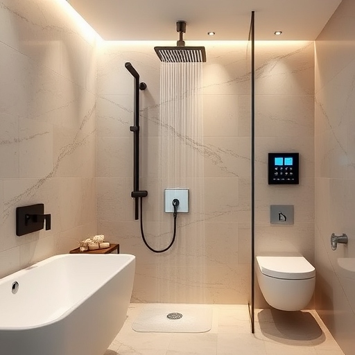 digital shower control system that can be controlled through a simple command, and you can set the temperature and flow of the shower