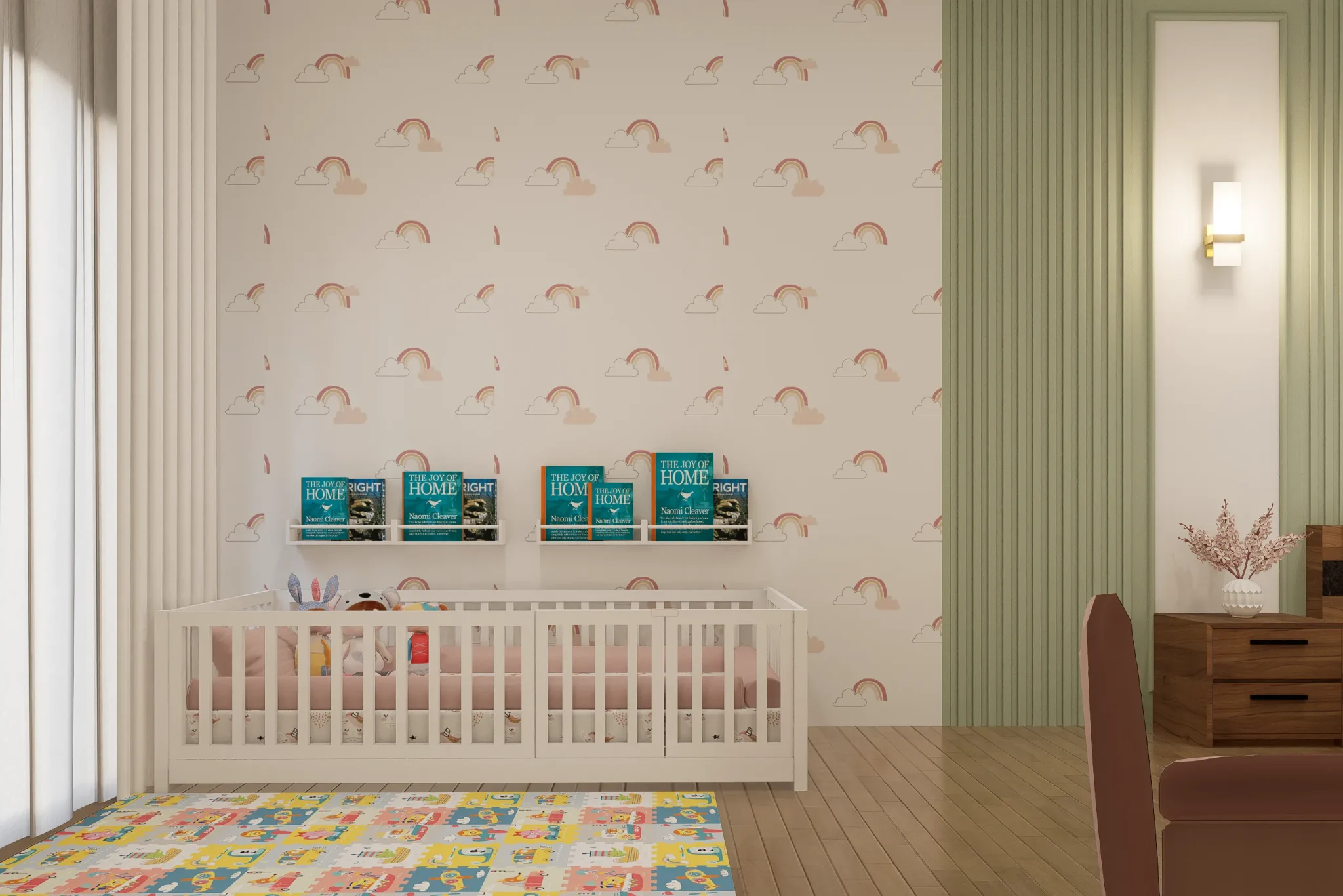 Kids' bedroom interior design at Styled Habitat, Dubai, featuring playful colors and modern furnishings for a fun space.