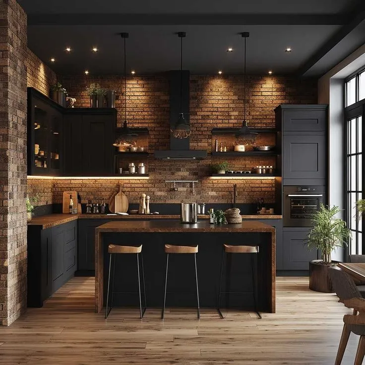 Modern open-plan kitchen with island and bar seating