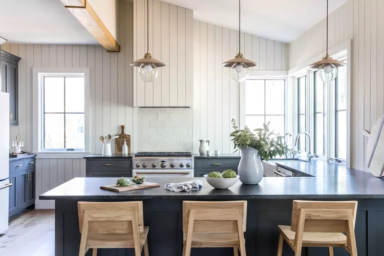 Vibrant kitchen with colorful cabinets and modern design