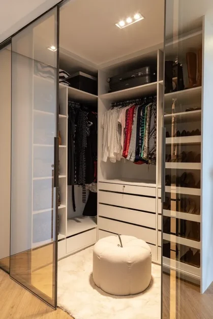 Glass Door Walk-in mirror Wardrobe