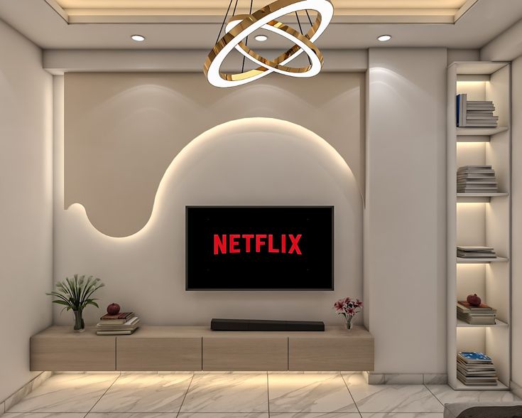 Luxury TV wall unit design with LED backlighting