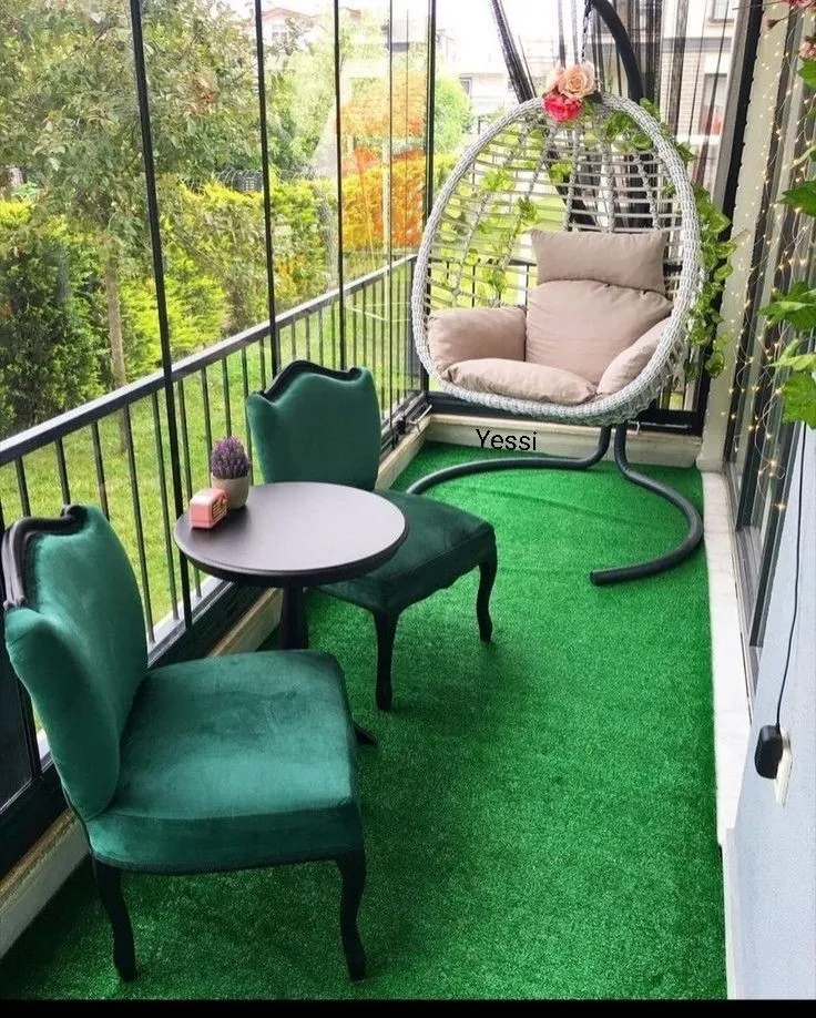 Balcony chairs swing grass view Yessi Indore India