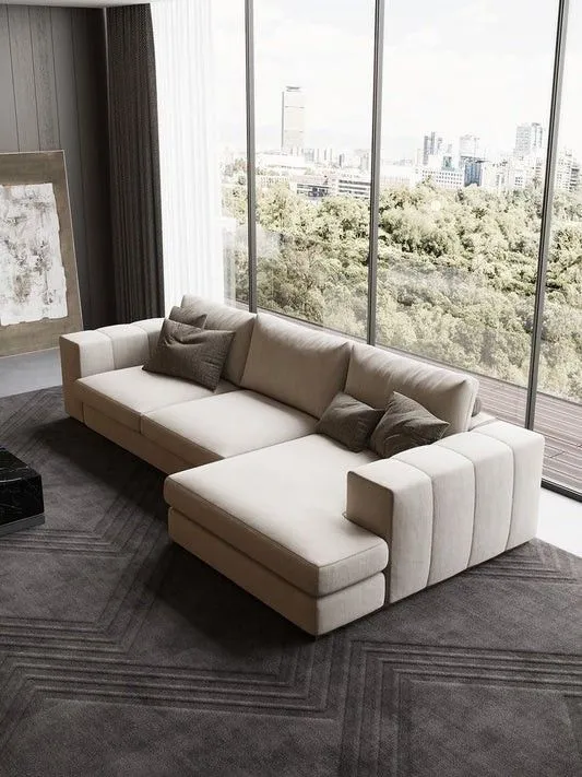 Beige L-Shaped Sofa: Modern Living Room Design