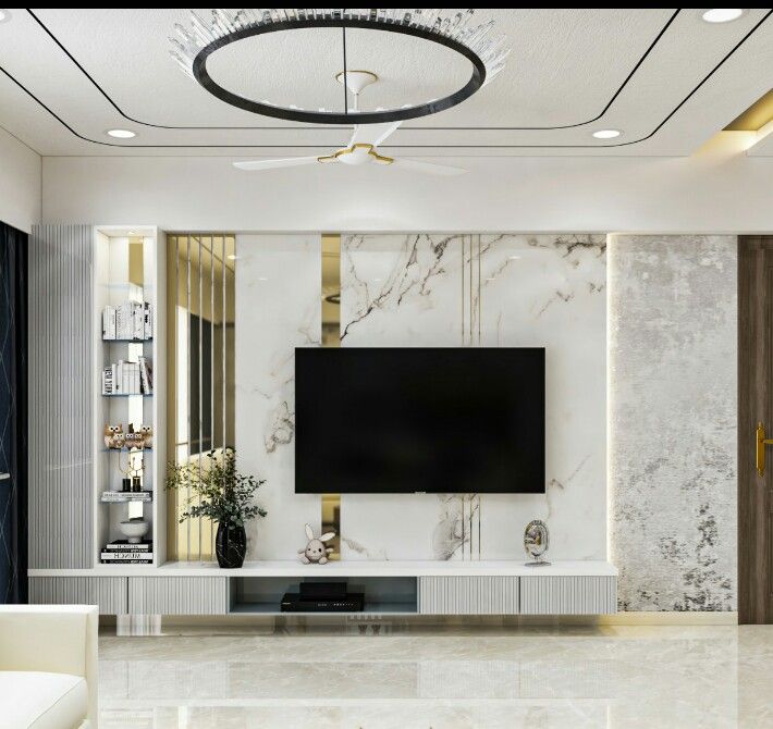 Luxury TV wall unit design for living room