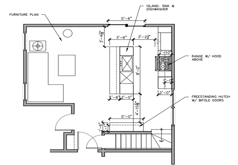  Kitchen floor plan, layout, island, appliances, dimensions guide.