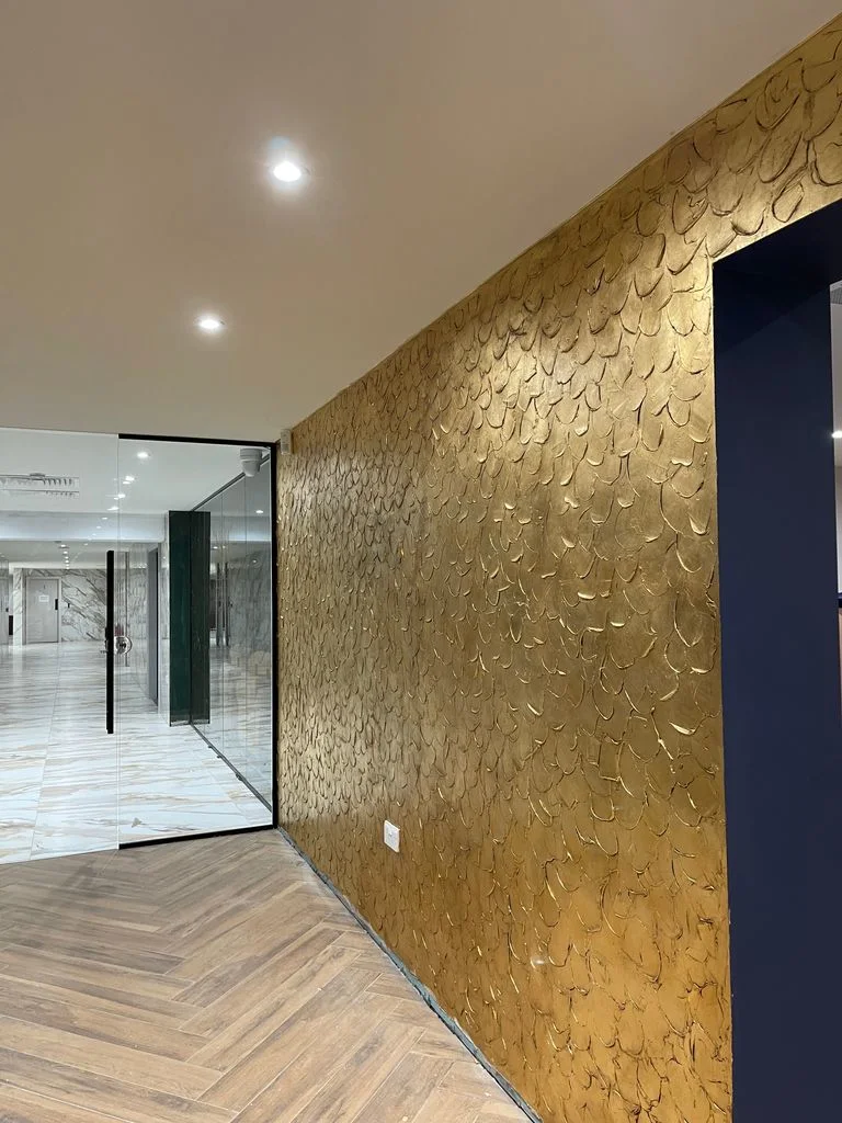 Liquid Gold hall wall with Royal Texture Paint Designs For Hall Walls