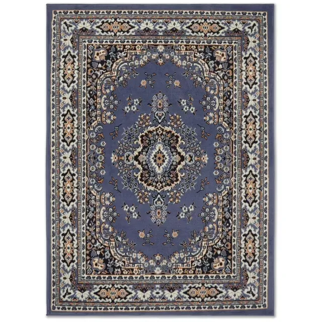 Traditional Medallion Rug Over Bare Flooring design