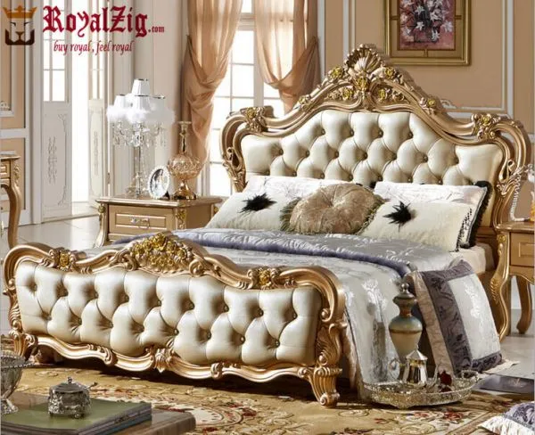 Ornate Giant Mattress bed classic design gold details