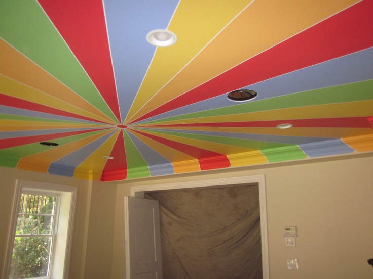 Rainbow-themed ceiling design for fun and creative kids’ rooms