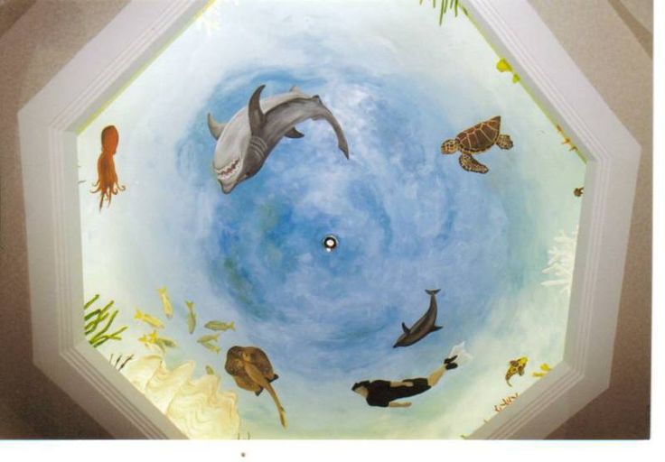 Underwater-themed ceiling design for fun and creative kids’ rooms